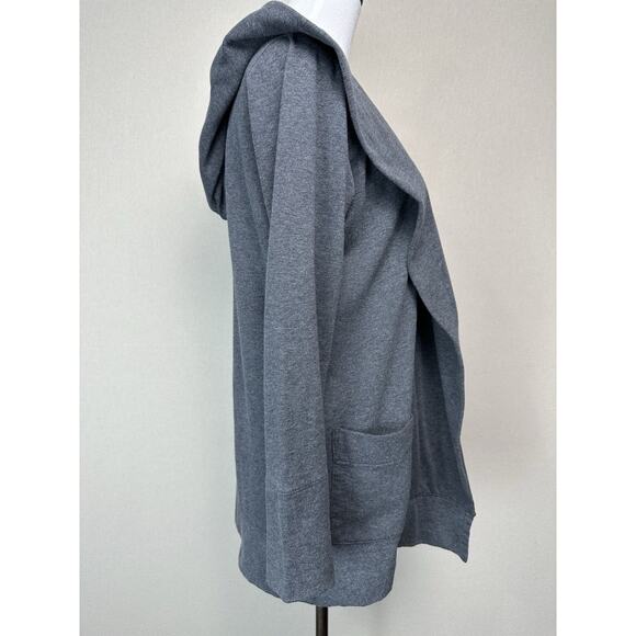 ANN TAYLOR LOFT Cardigan XS Open Front Hooded Cotton Blend Gray Classic - Picture 7 of 16